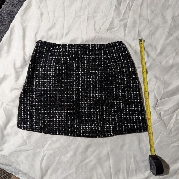 Black & White Tweed Mini Skirt with Gold Button Pocket Detail - Picture 5 of 5